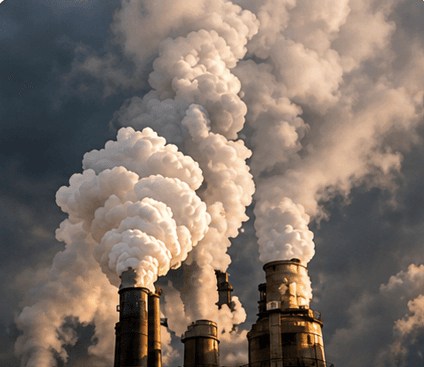 Industrial chimneys emitting smoke
